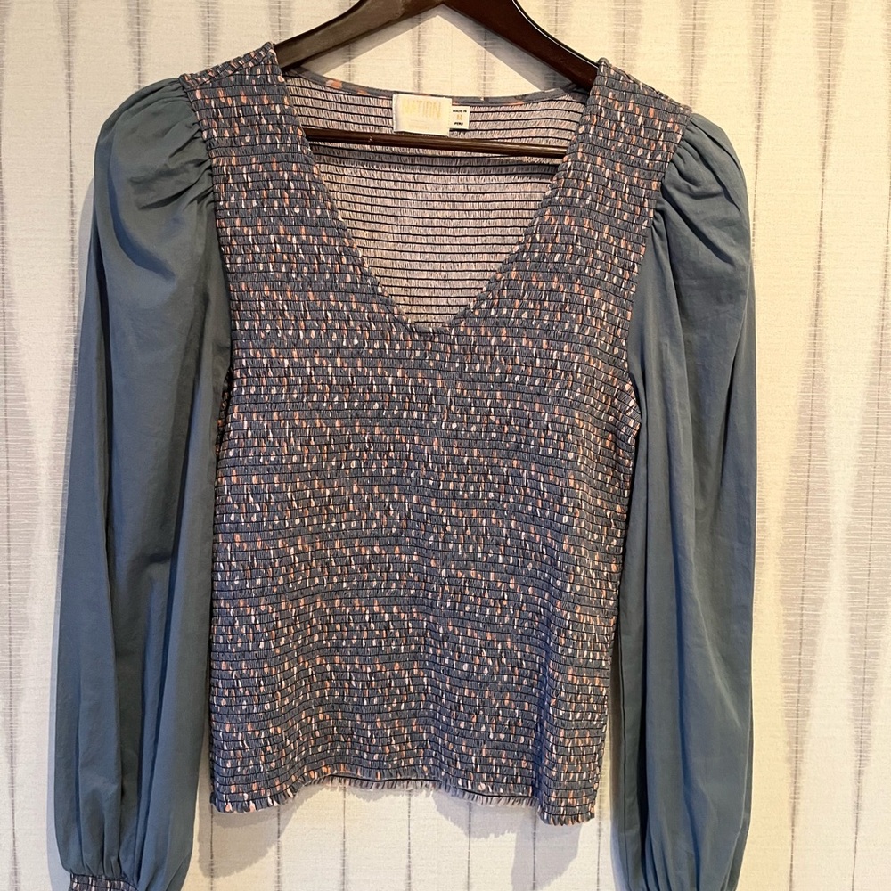 Nation Ltd. Women's cotton Blue Patterned Top